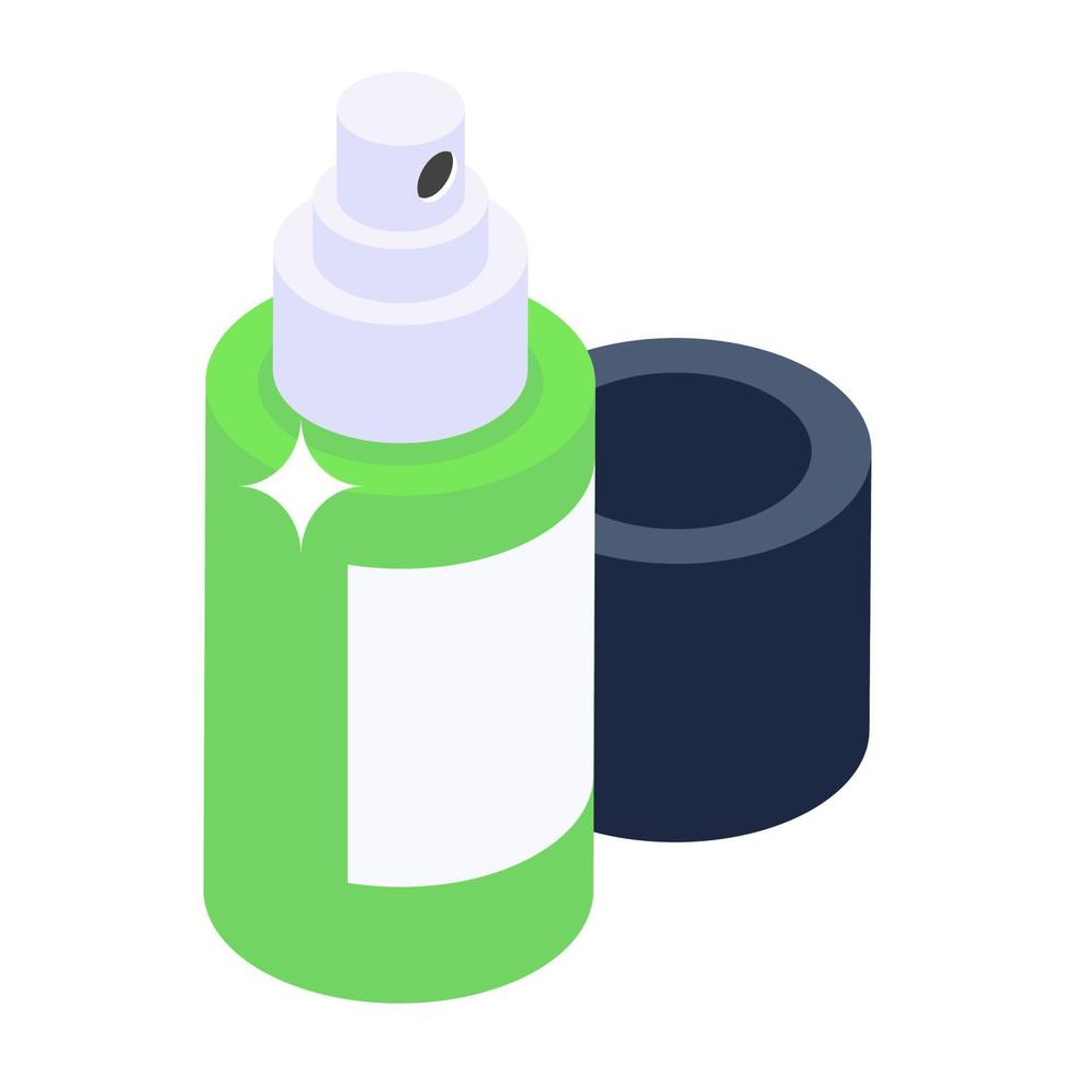 spray de botella en icono de estilo isométrico, propósitos de limpieza vector