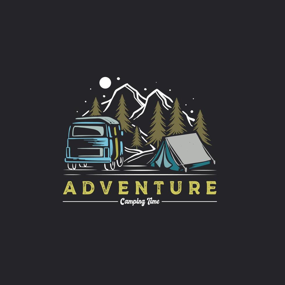 Adventure camping mountain logo vector template