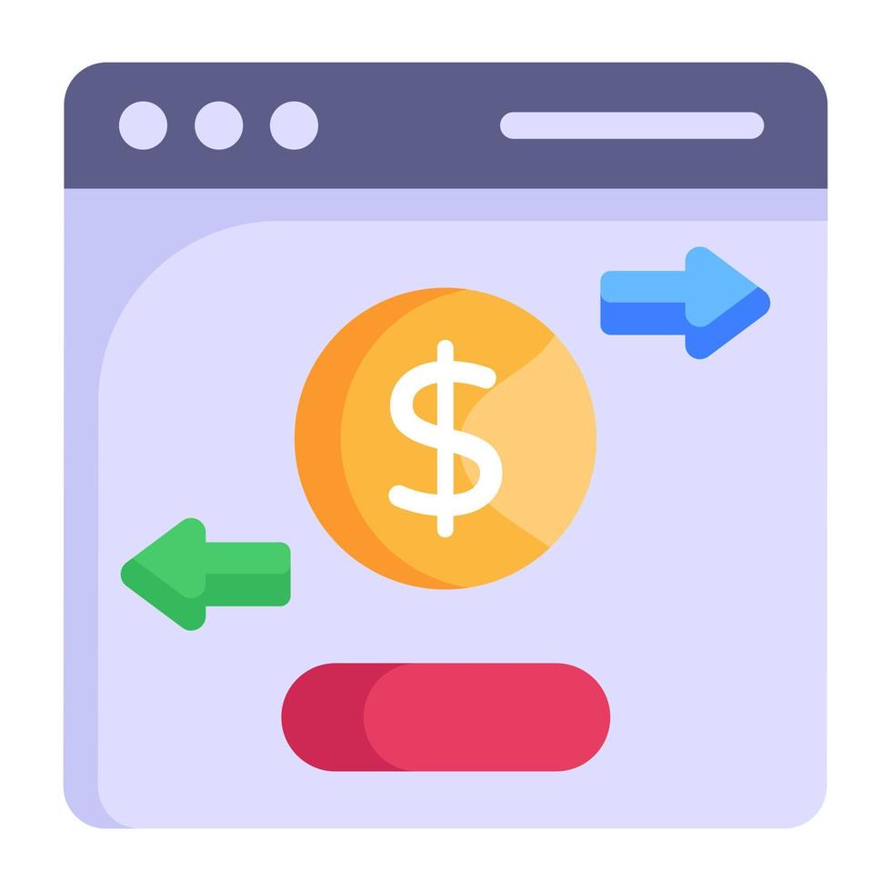 An online money transfer flat icon vector