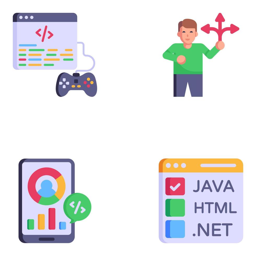 Flat Icons of Software Development vector