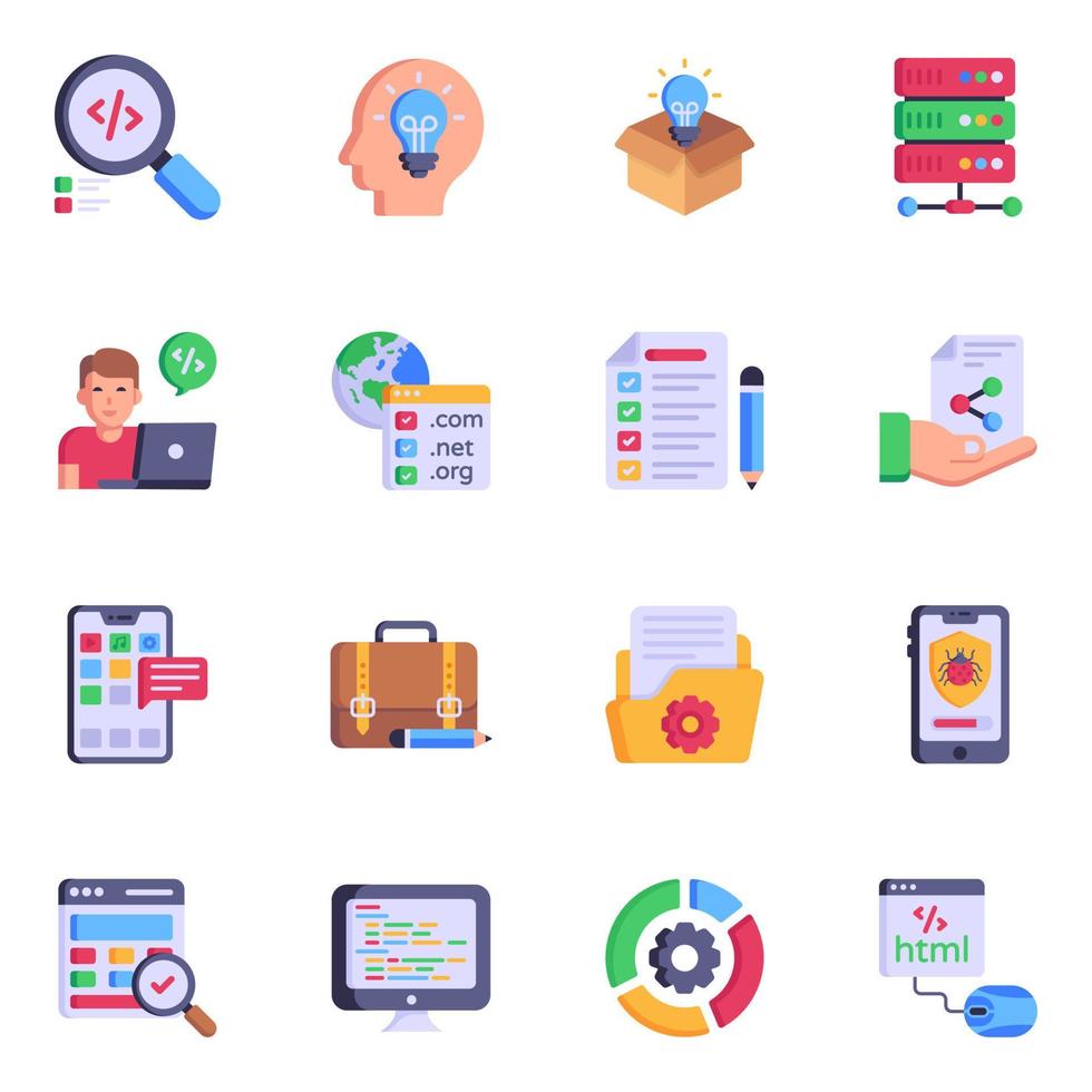 Website and Programming in Flat Designs Icons vector