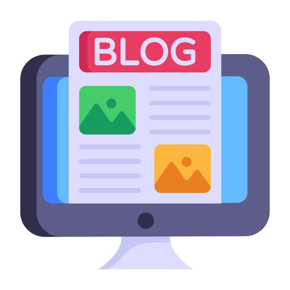 un moderno icono plano de gestión de blogs, vector editable