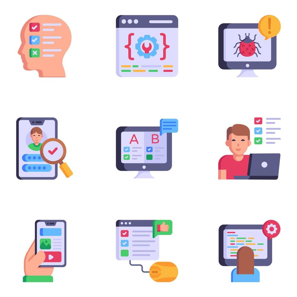 Trendy Flat Icons of Online Testing vector