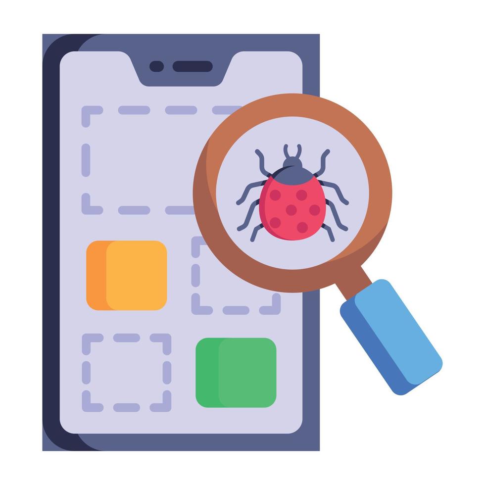 icono plano de prueba de software móvil, gráficos de alta calidad vector