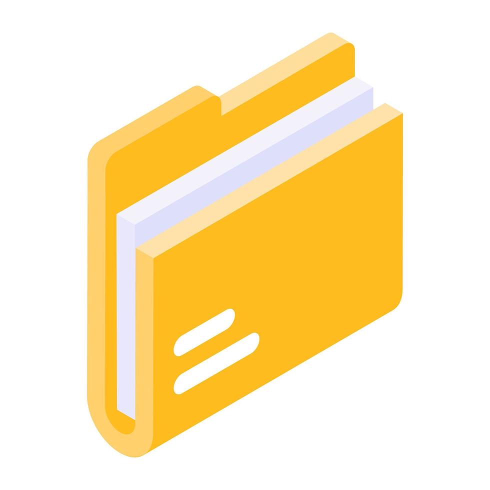 Folder icon in isometric style, archive containing documents vector