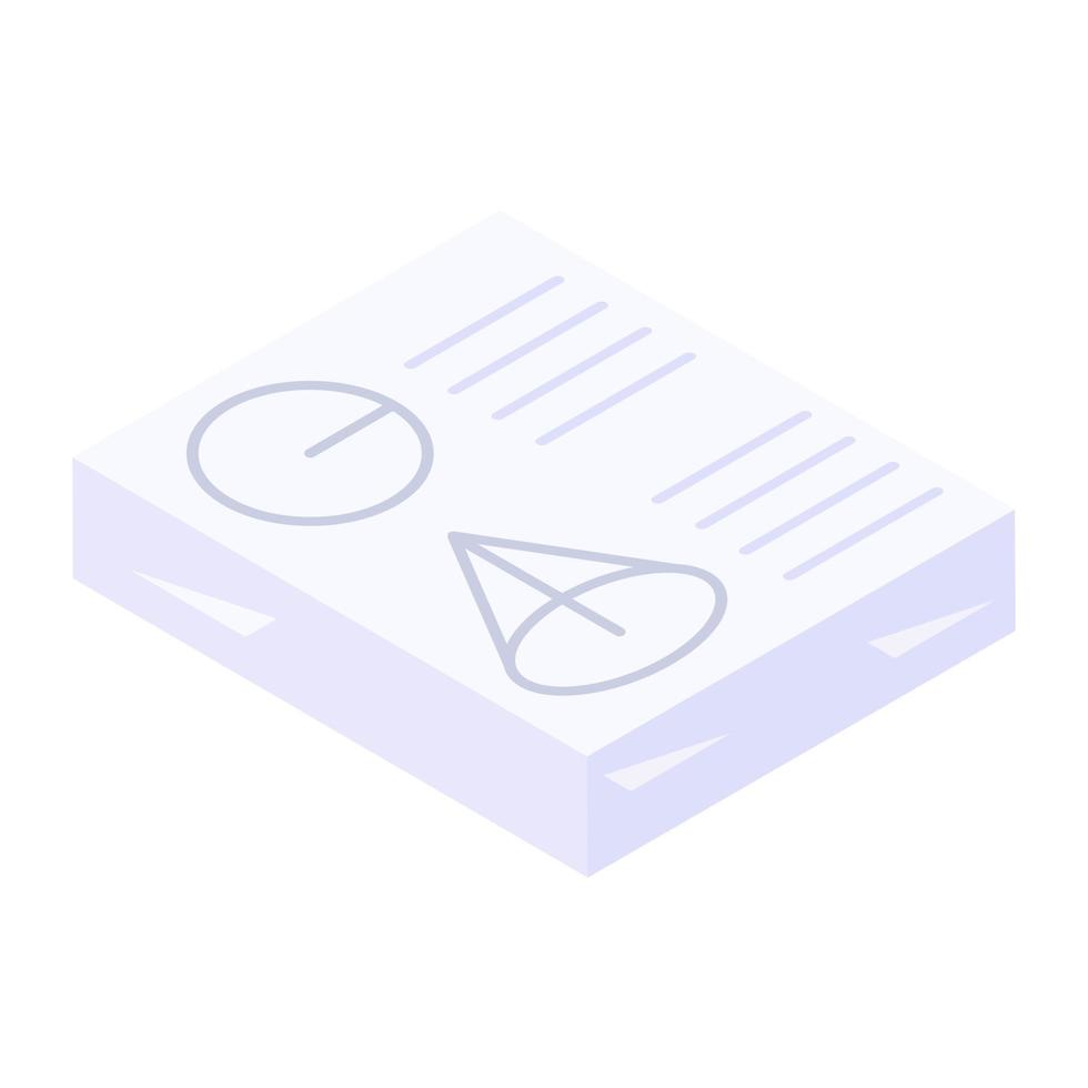 Heap stack isometric icon, bundle of pages vector