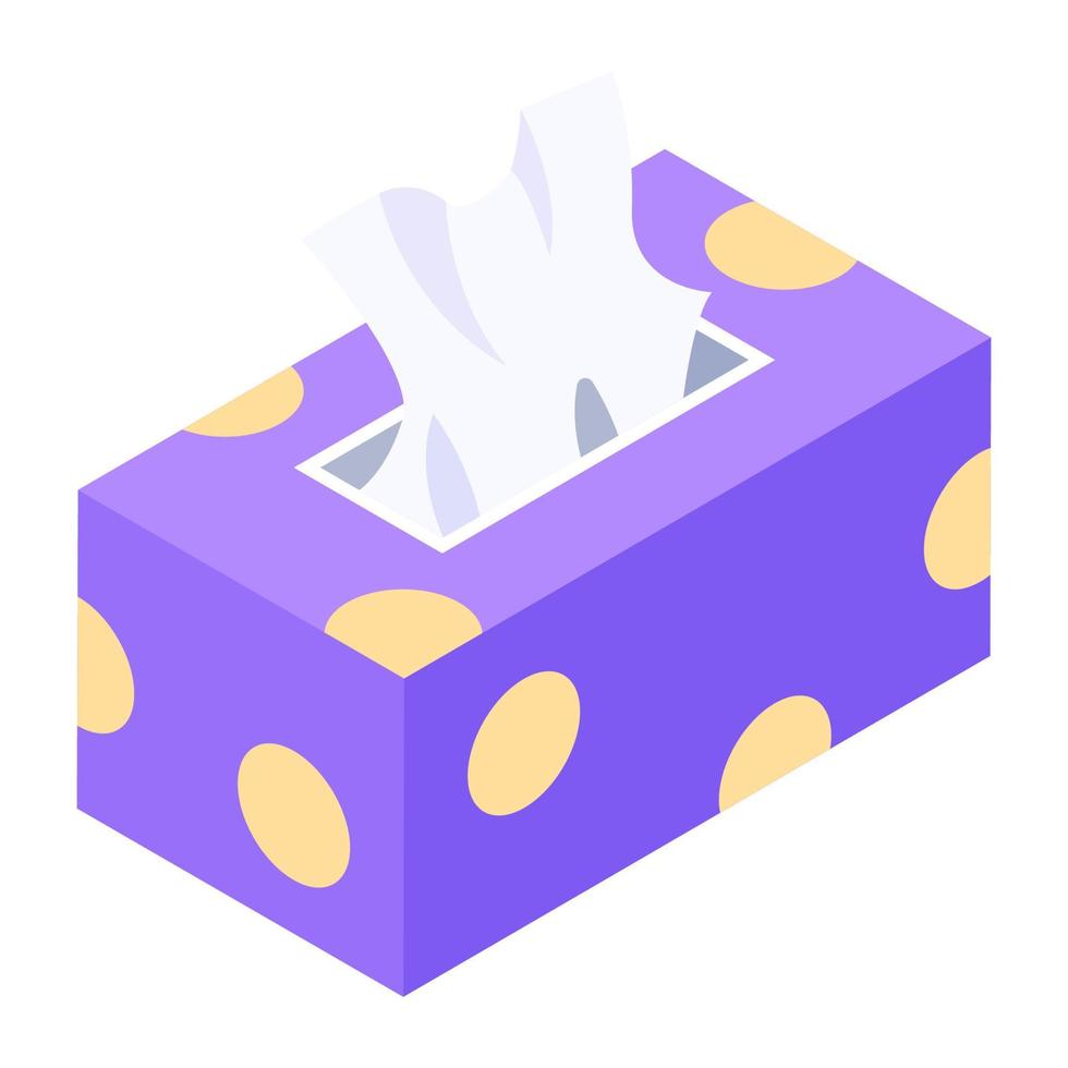 Cleansing wipes, isometric icon tissue box vector