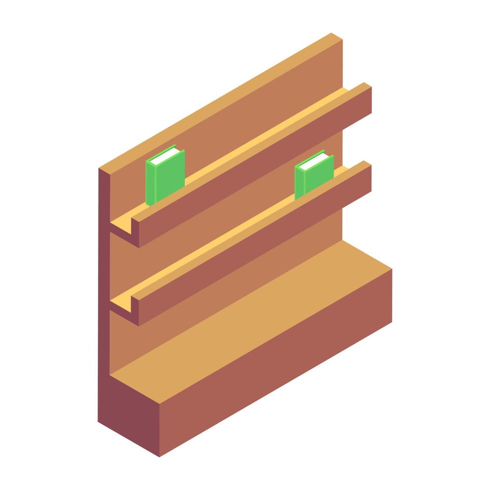 Decoration shelf, isometric icon of wood shelf vector