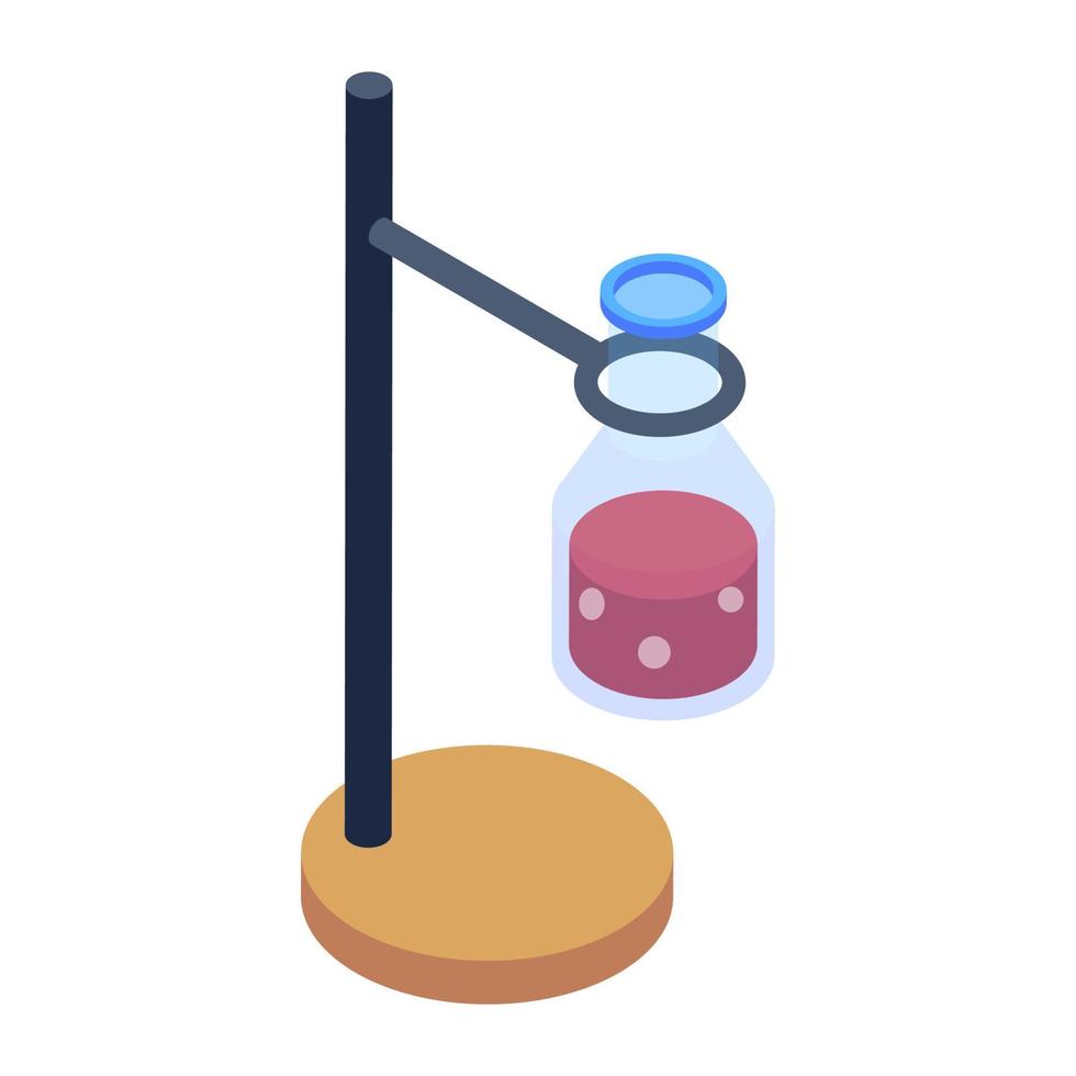 Laboratory stand in isometric style, laboratory apparatus vector