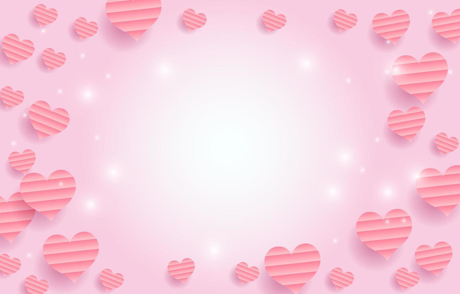 Illustration background Love Concept.Sweet pink color, perfect for Valentine's Day or love communication.Illustration with hearts and glitter twinkle. design for banner, invitation card, coupon. vector