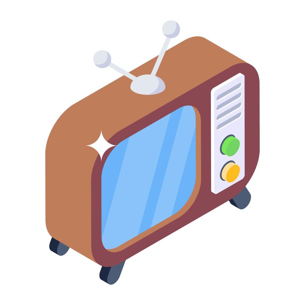 icono de televisión retro en diseño isométrico vector