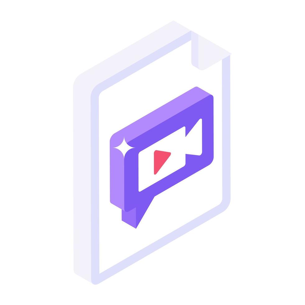 A trendy isometric icon of media file vector