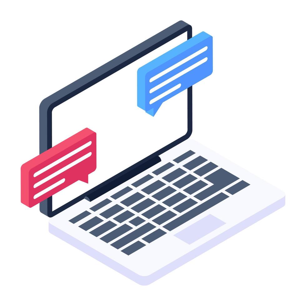 An isometric icon of forum discussion in modern style vector