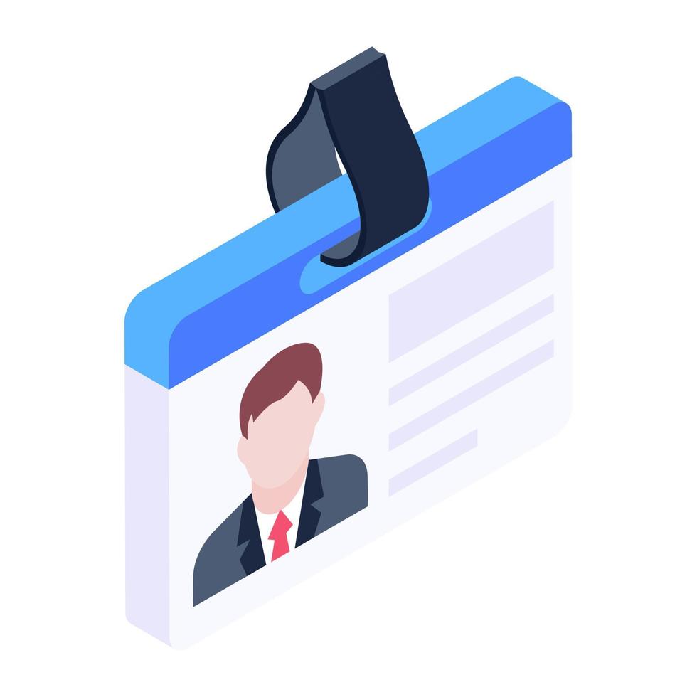 Employee id card vector in modern isometric style, biodata card