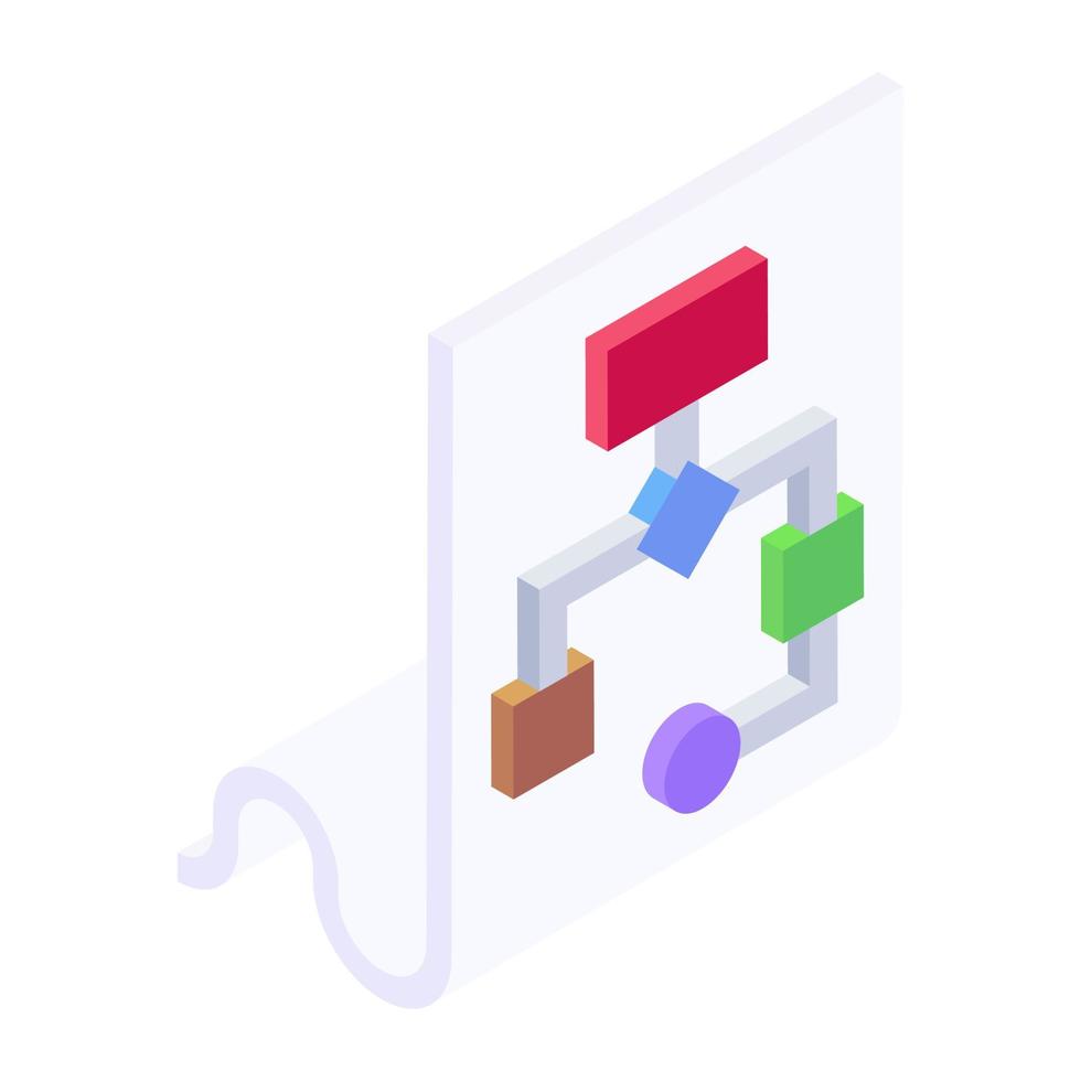 Flowchart vector design, sitemap on a paper depicting data flow