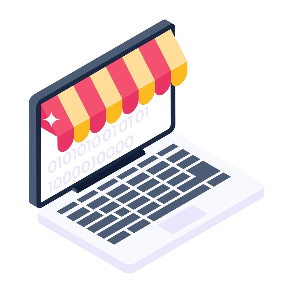 Online shop icon in isometric design, e commerce concept vector