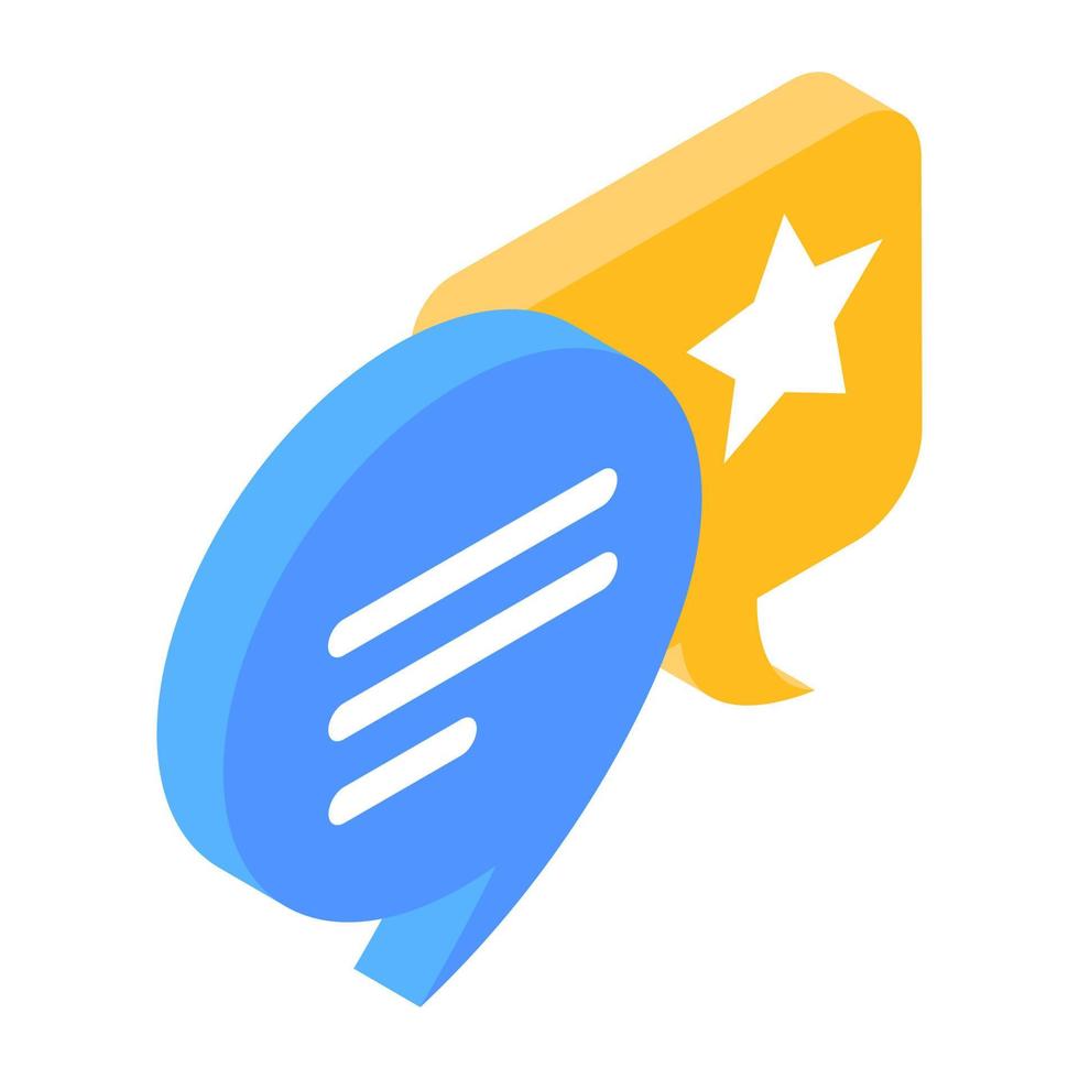 Chat bubble with star showing concept of feedback icon vector