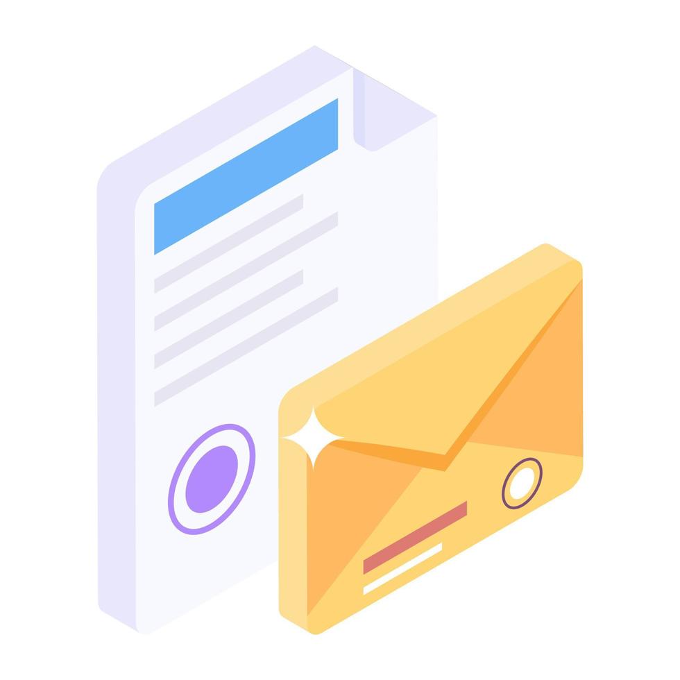 An isometric design of mail icon vector