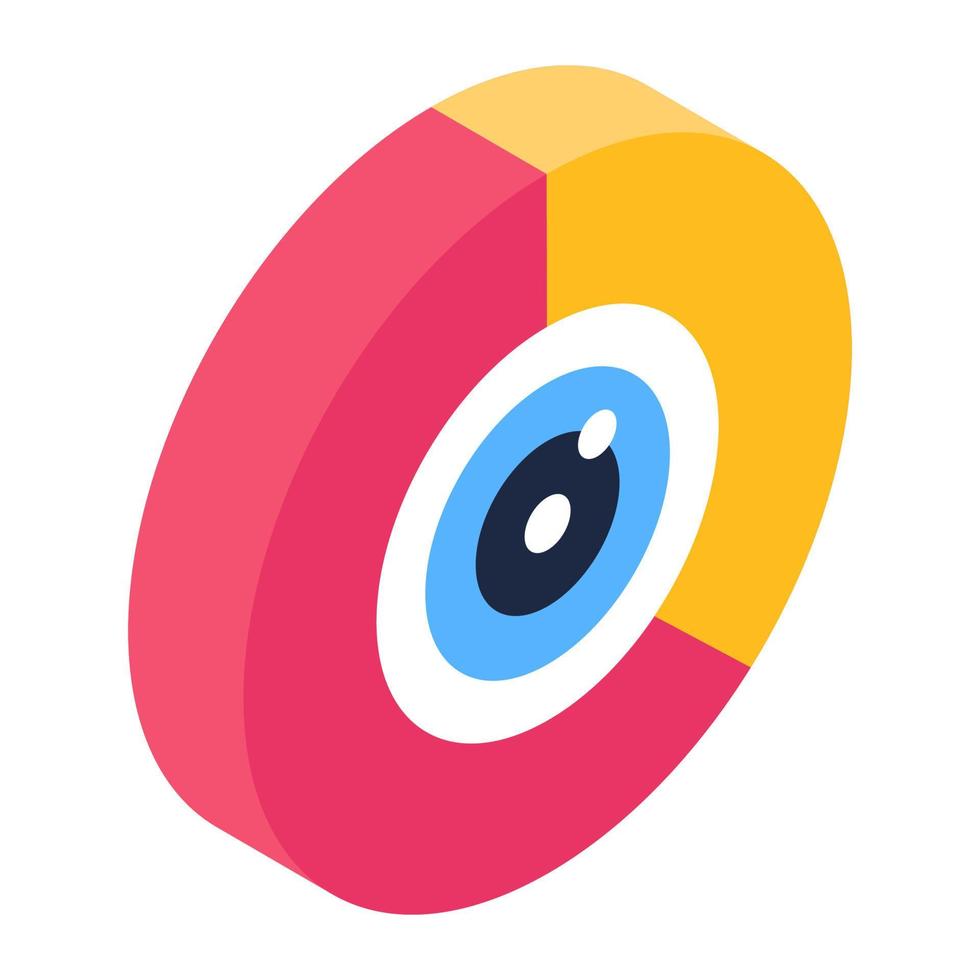 ojo dentro del gráfico circular, icono de ojo de negocios vector