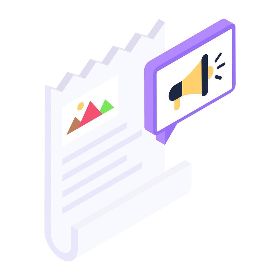 Content marketing icon in isometric design vector