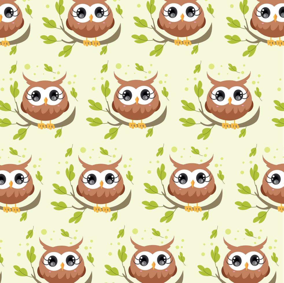 pattern cute owls with on a bright background. pattern For valentine, print,  packaging, decoration, wallpaper and design, case phone, bed cover, pajamas, child pajamas vector