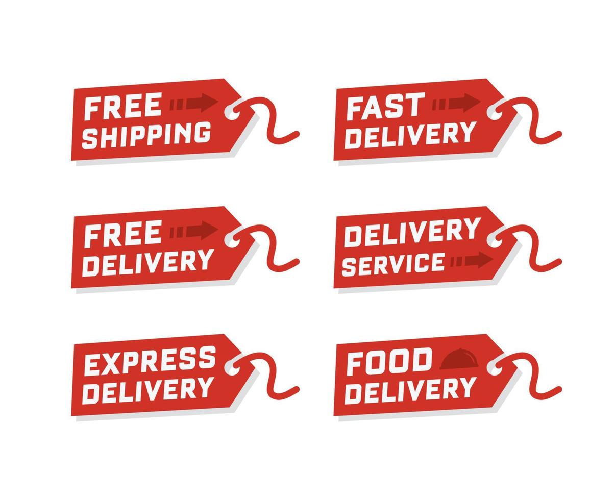Vector set of delivery service. Free delivery, free shipping labels. Illustration of shipments and free delivery. Delivery labels. Vector illustration