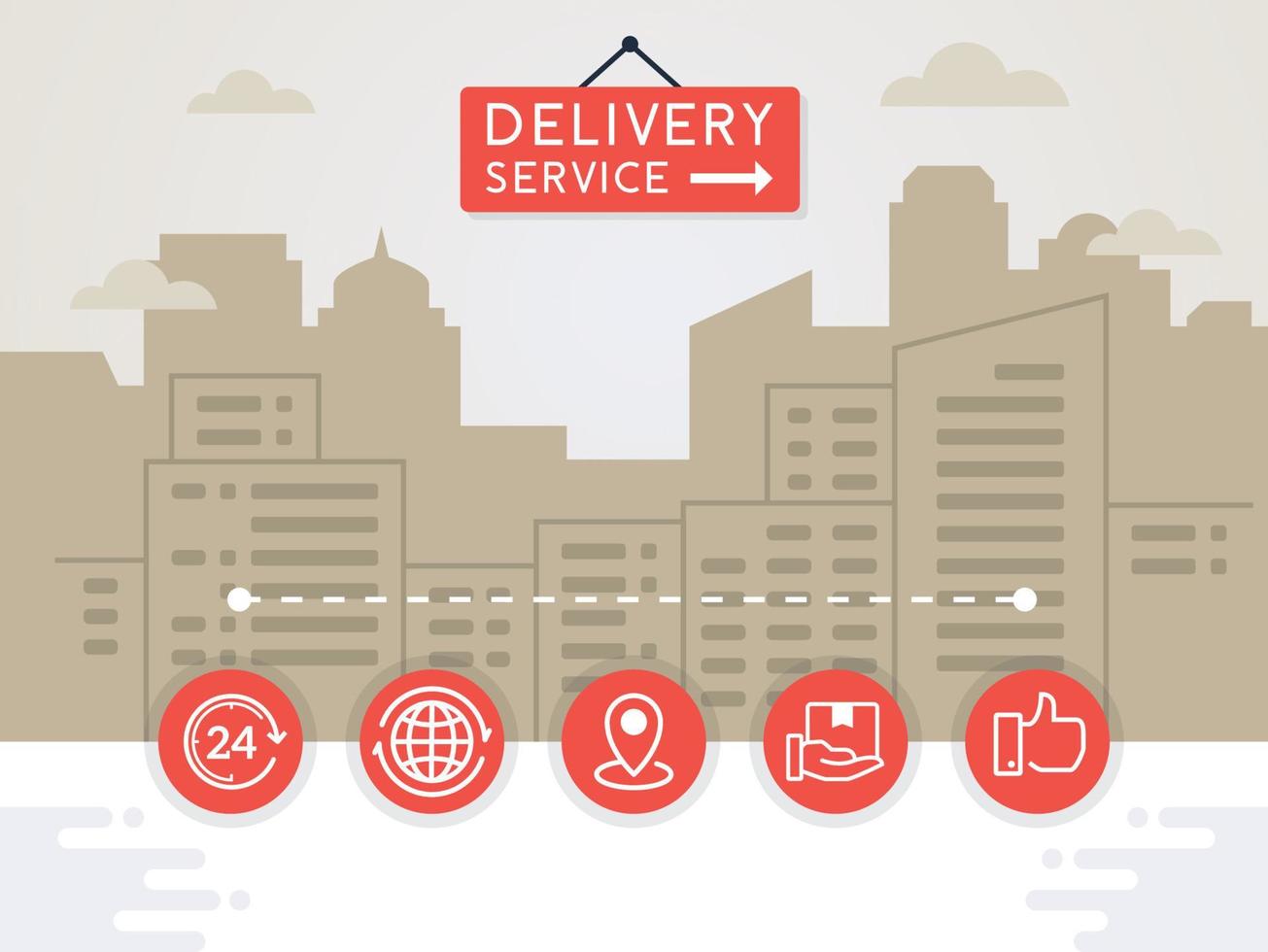 concepto de ilustración para el servicio de entrega. concepto de fondo de línea plana de servicio de entrega. Ilustración de vector de logística y envío