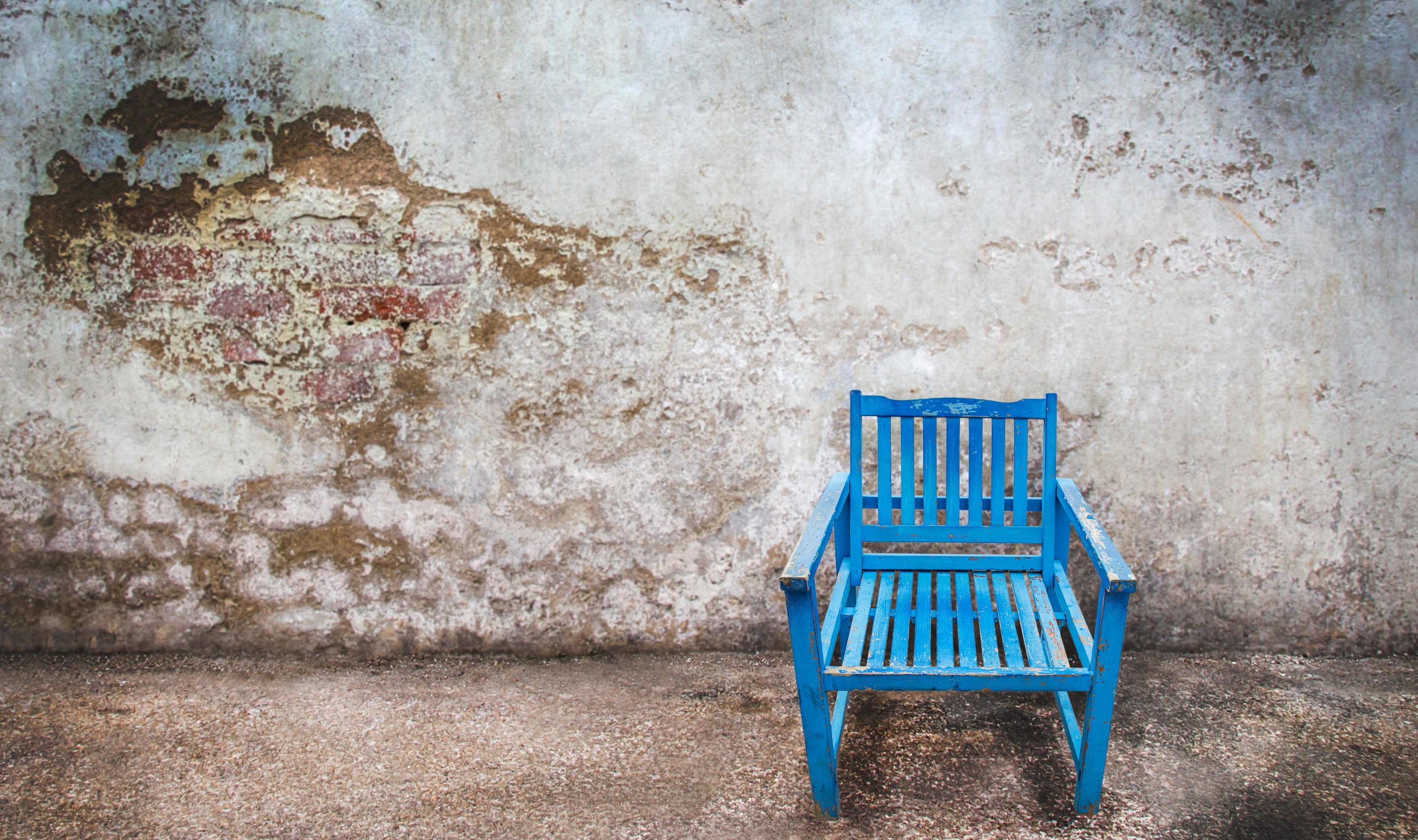 blue wooden chair on grunge background 6432978 Stock Photo at Vecteezy