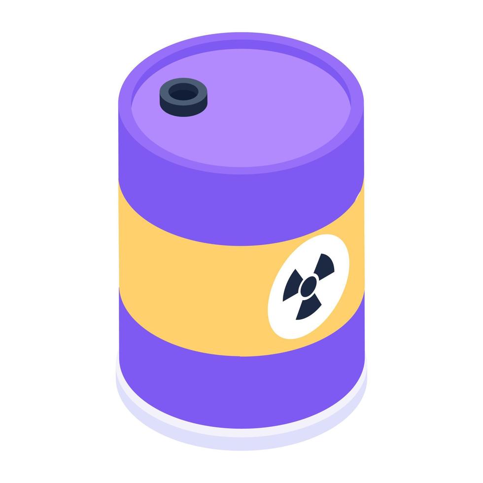 Nuclear drum, isometric icon of biohazard barrel vector