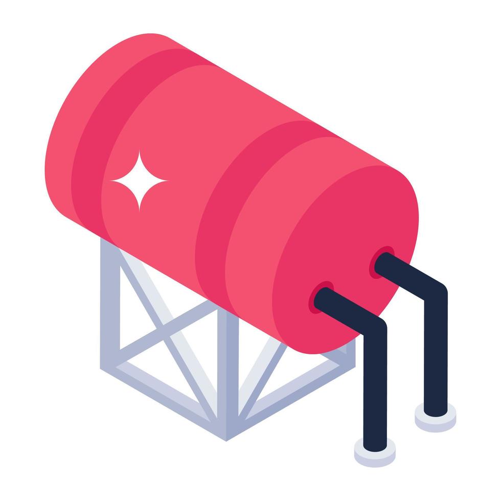 Liquid storage reservoir, isometric icon of storage tank vector