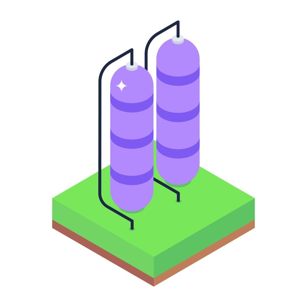 icono del tanque de oxígeno en estilo isométrico moderno, cilindro de gas, vector