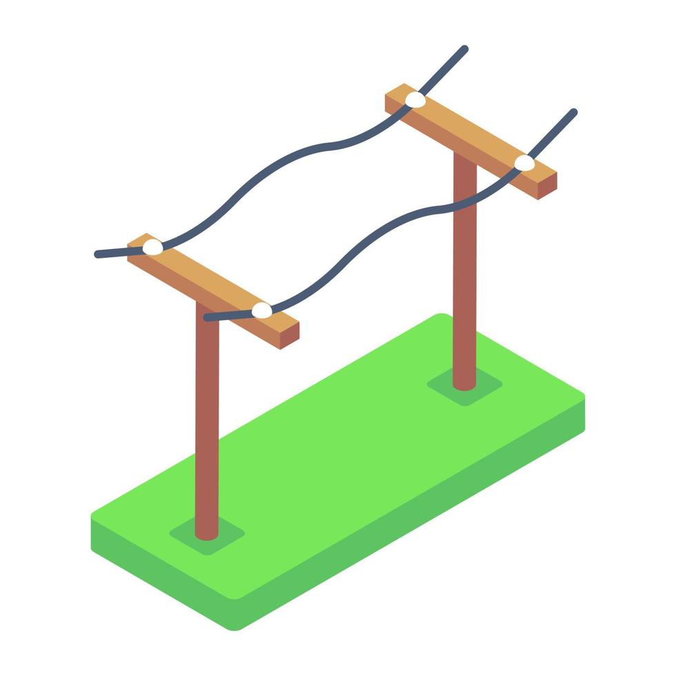 pilares de fuentes de alimentación, icono isométrico de postes eléctricos vector