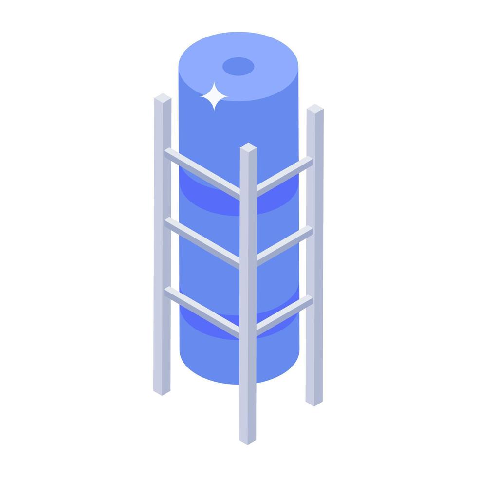 Liquid storage reservoir, isometric icon of storage tank vector