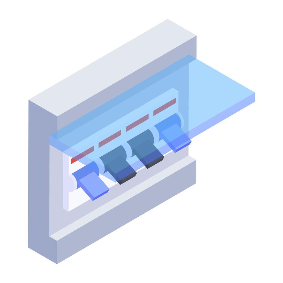 Trendy isometric design of breaker panel icon vector