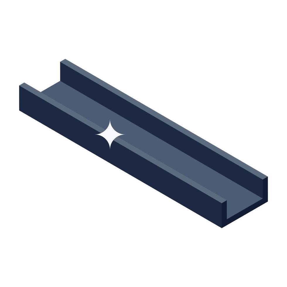 Isometric icon of steel beam, metal work tool vector