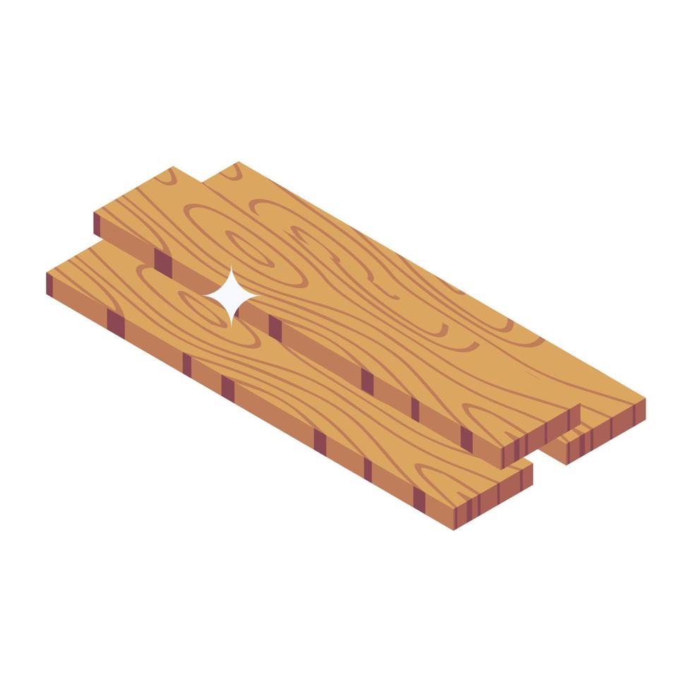 Timber decor accessory, isometric icon of wooden slabs vector