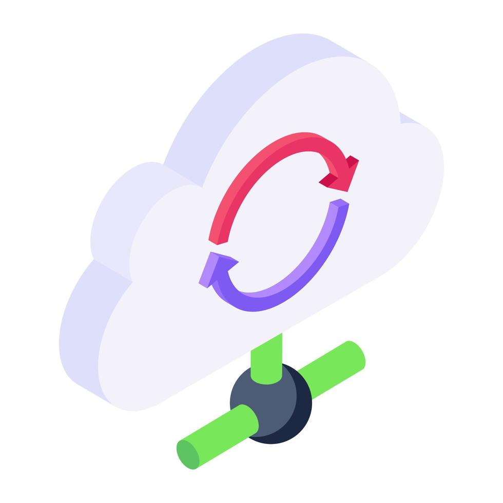 Icon of cloud syncing in modern isometric design vector