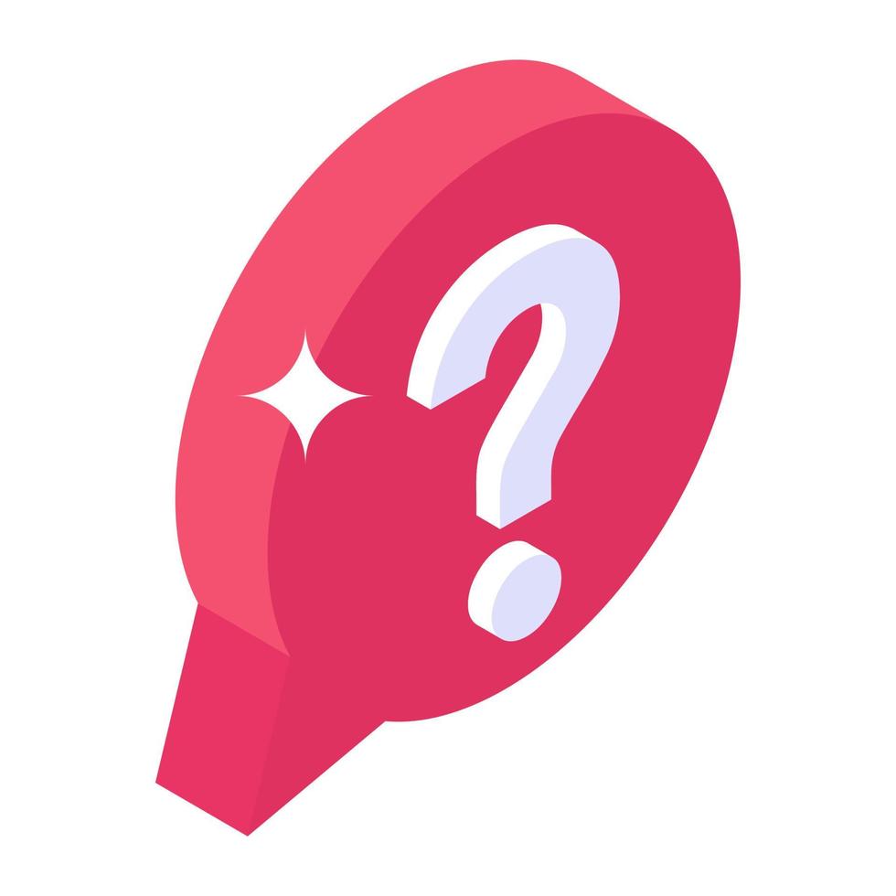 An isometric icon of ask question vector