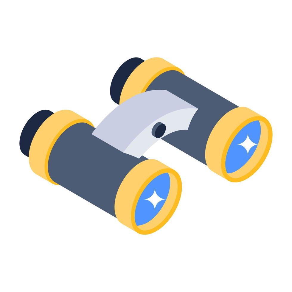 A spyglass binoculars icon, isometric design vector