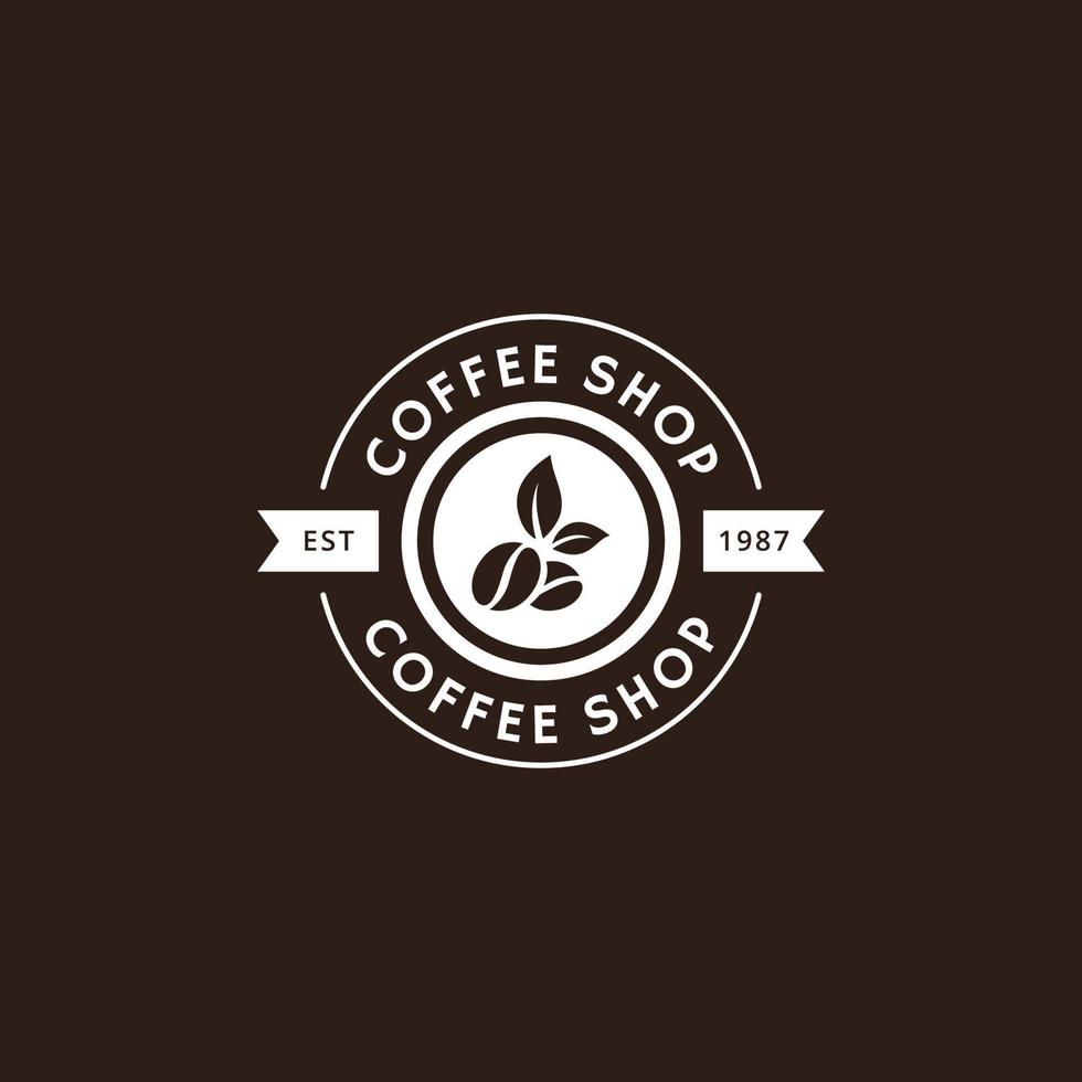 logotipo y etiqueta de café vectorial vintage en color blanco vector