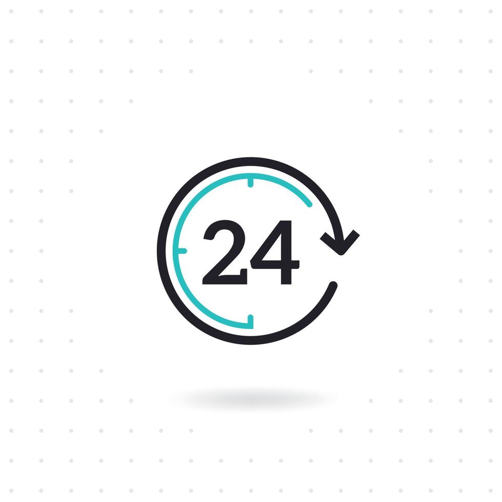 24 hours flat vector icon