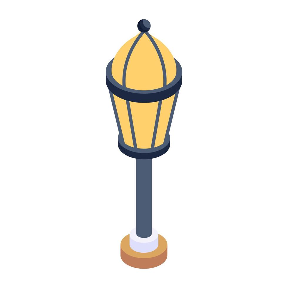 Editable isometric design of street lamp icon vector