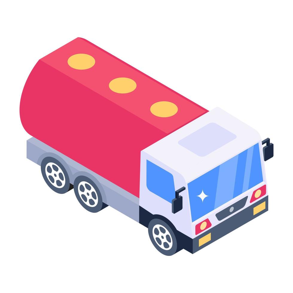 Liquid storage reservoir, isometric icon of fuel tank vector