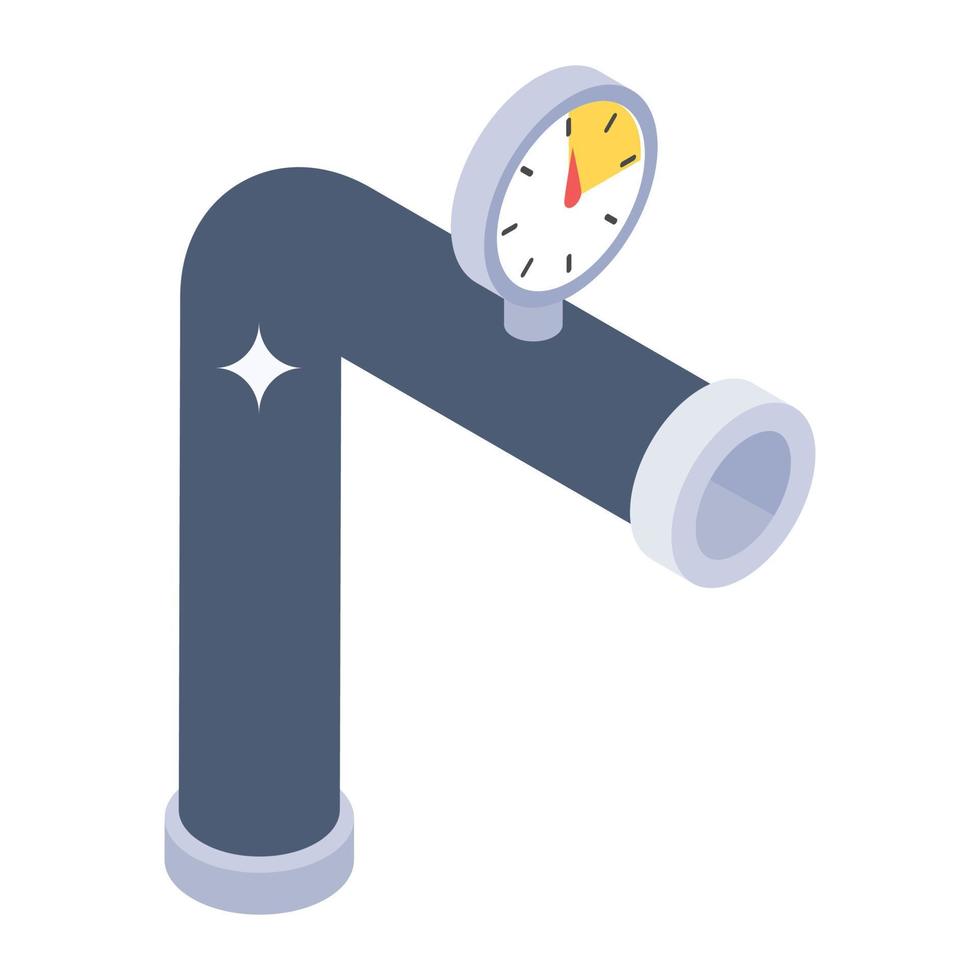 Isometric icon of pipe clock, plumbing concept vector
