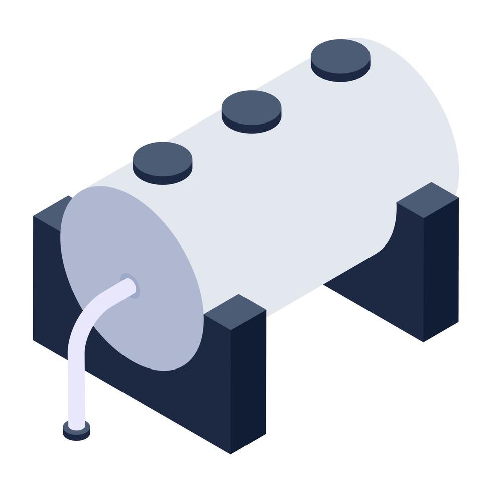 Liquid storage reservoir, isometric icon of water tank vector