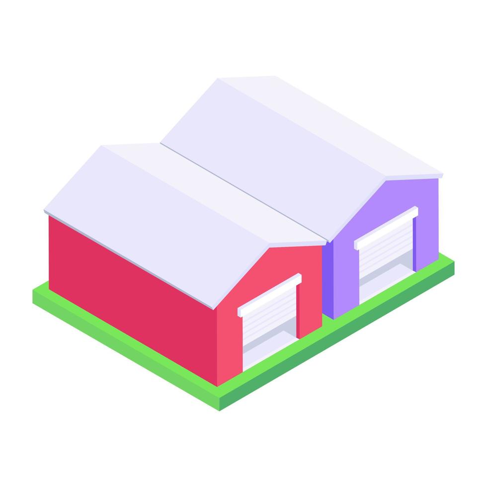 Fuel warehouse icon in isometric design, building for storing goods vector