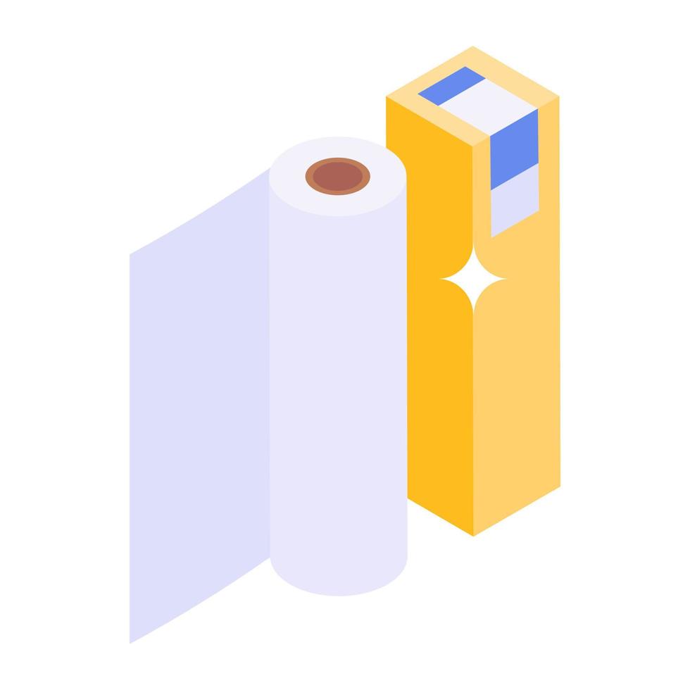 Office supplies, isometric icon of tissues roll vector