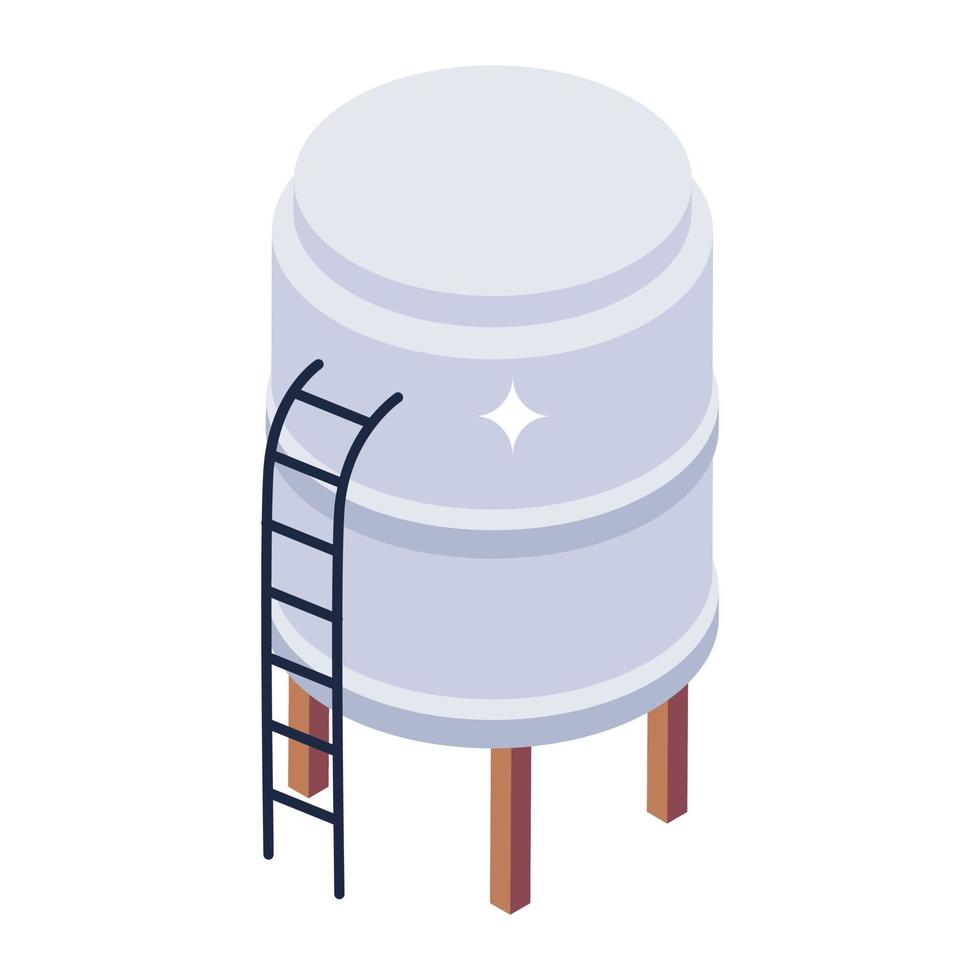 Liquid storage reservoir, isometric icon of wastewater plant vector