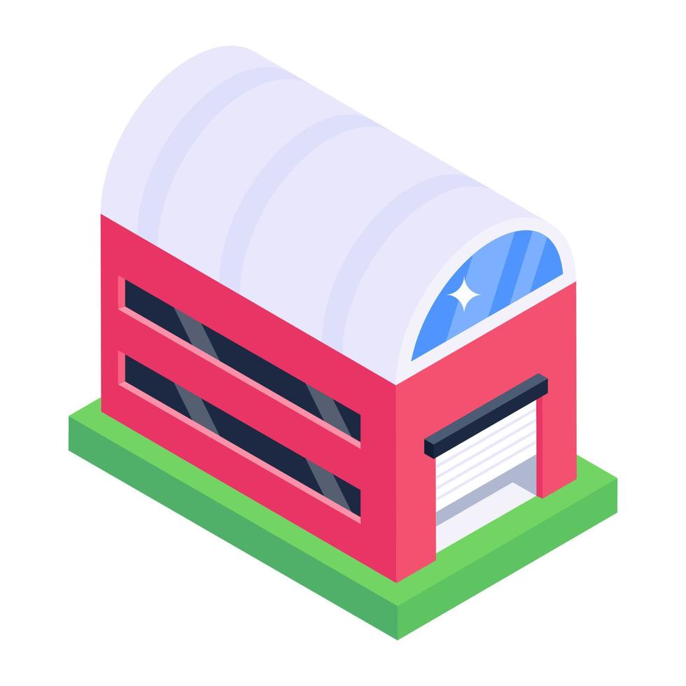 Fuel warehouse icon in isometric design, building for storing goods vector