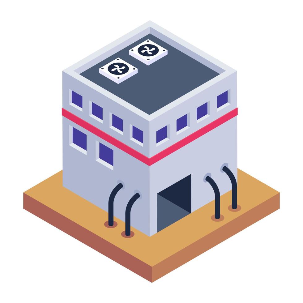 icono de edificio industrial en estilo isométrico vector